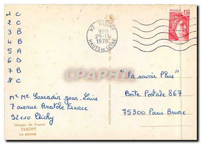 Piscina municipal — Cidade de Clichy — Images de France — Verso