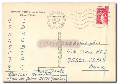 Jezioro Villebon — widok z drzew — wydawca Lyna, seria n° 629 — Rewers