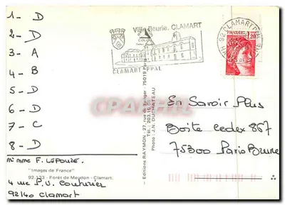 Floresta de Meudon — Caminho ensolarado no meio da névoa — Edições RAYMON, Clamart — Verso