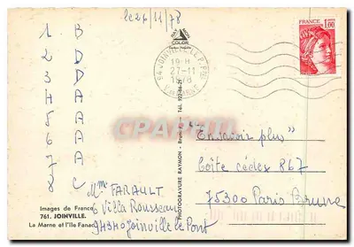 La Marne e l'isola Fanade — Joinville — Fotografia di Francia, n° 761 — Verso