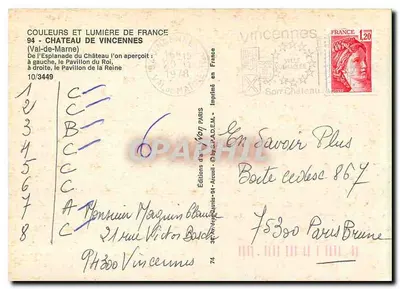 Castelo de Vincennes — Vista da Esplanada — Éditions d'Arcueil — Verso