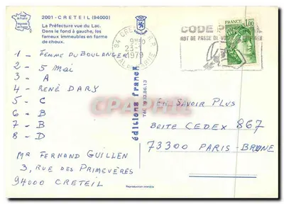 A Prefeitura vista do Lago — Créteil — edições francesas — Verso