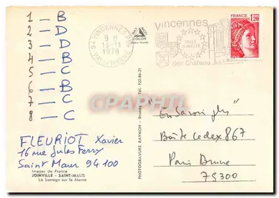 Barragem na Morne — Vincennes — Images de France — Verso