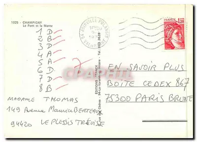 O Ponte e a Marne — Champigny-sur-Marne — Edições 94-La-Varenne-St-Hilaire — Verso