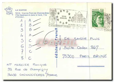 A Marne — Vista do Ponte de Chennevières, a ilha Casenave e a ilha d'Amour em segundo plano — edições Franeker — Verso