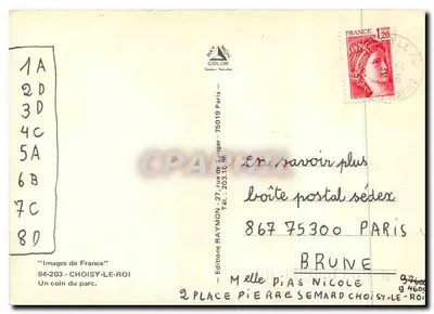 Estátua de Rouget de Lisle — autor de La Marseillaise — Éditions Raymon, Choisy-le-Roi — Verso
