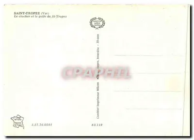 Saint-Tropez — Wieża kościoła i zatoka Saint-Tropez — Wydawca Combier — Rewers