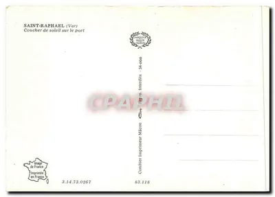 Saint-Raphaël (Var) — zachód słońca nad portem — Imprimeur Combiert, n° 34-000 — Rewers
