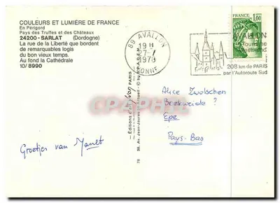 Sarlat-la-Canéda — rua da Liberdade e a catedral — Edições d'Avallon — Verso