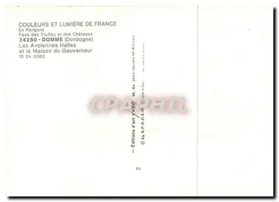 As Velhas Arcadas e a Casa do Governador — Domme (Dordogne) — Éditions d'art Jean-Jaurès — Verso