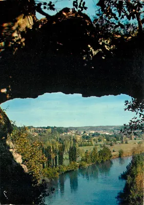 Vista da Dordogne vista de uma caverna — Montfort (24) — Reprodução por H. Pertile