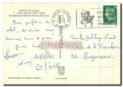 Sarlat - Hotel Malville (XVI wiek) — dawniej Hotel de Brons i de Vienne — Wydawnictwo IRIS — Rewers