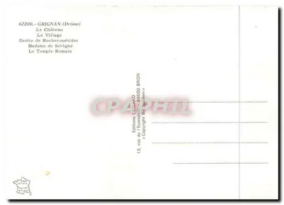 Grignan — Castelo, vila, gruta, estátua, templo romano — Edições Cellard — Verso