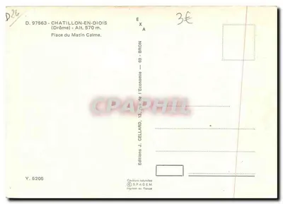 Place du Matin Calme — Chatillon-en-Diois — Éditions J. Cellard — Rewers