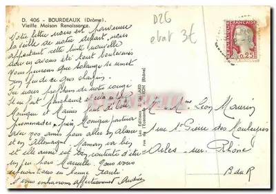 Velha Casa da Renascença — Bourdeaux (Drôme) — Les Éditions L. Lelard (Rhône) — n° 406 — Verso