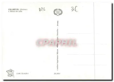 Chabeuil (Drôme) — O Hotel de Ville — Impressor Combier — Verso