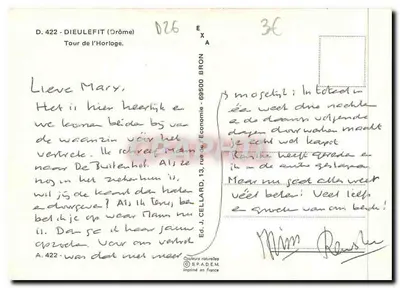 Dieulefit (Drôme) — Wieża zegarowa — Éd. J. Cellard — Rewers