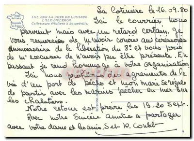 Zbieracze ostryg w Boyardville — Wyspa Oléron — wydawca ABRAC, n°1145 — Rewers