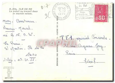 Ilha de Ré — O sol trabalhando no marais salant — Éditions T.F. Sept-Îles — Verso