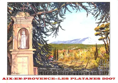 Aix-en-Provence-Les Platanes — vista do bairro dos Platanes com oratório da Santa Vitória — Mireille Fabre, 2007