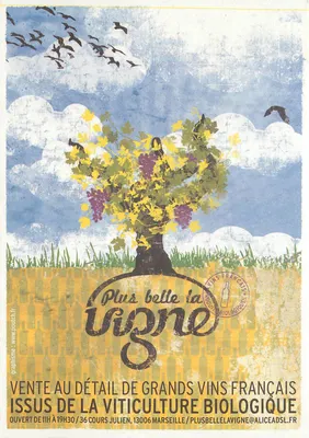 Plus belle la Vigne — Venda de vinhos biológicos — Graphisme Poutch