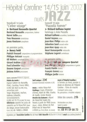 Marseille-Îles du Frioul — Noites Caroline 2002 jazz — Associação Caroline — Verso