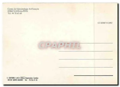 Centro de Gerontologia São Francisco — Nans-les-Pins — Edições S.M.D. — Verso