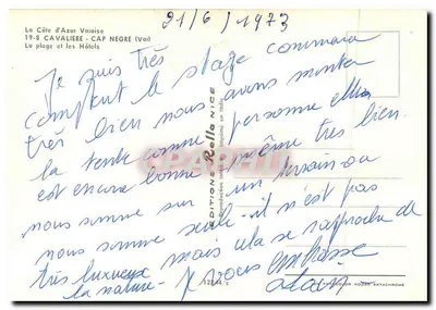 La Costa Azul Varoise — 19-8 CAVALIERE - CAP NEGRE (Var) — Ediciones Bella — Reverso
