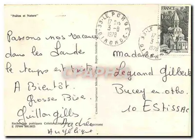 Paisaż górski z kwiatami — Cytat Victora Hugo — Wydawca Comber Imprimeur Mâcon — Rewers