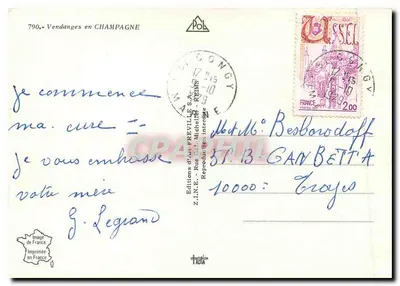 Colheita na Champagne — Edições de Arte Fréville S.A. n°790 — Verso