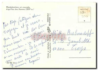Rhododendros e cascata — Aiguilles des Marmes (3057 m.) — Grenoblem — 38 PE 33 — Verso