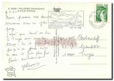 Talloires — pérola do lago de Annecy — Éditions J. Cellard — Verso