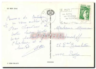 Le Muy — sites, rios, vinhedos — Combièr Imprimeur Mâcon — Verso
