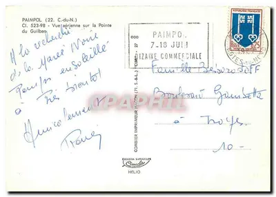 Paimpol (22, C.-du-N.) — Vista aérea da Ponta do Guilben — Impressor CIM — n° 523-98 — Verso