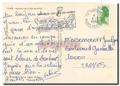Juan-les-Pins — vista da praia, dos hotéis e do porto — S.E.P.T. Éditions — Verso