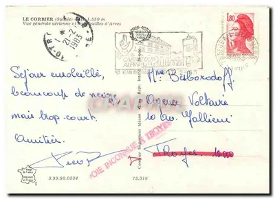 Le Corbier (Savoie) — Vista geral aérea e as ombreiras de Arves — Carrefour Alpin — Verso