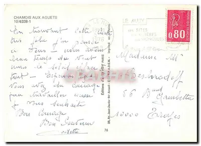 Chamois aux Aguets — 10/6338-1 — Wydawnictwo Sztuki Arcueil — Rewers