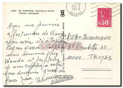 Chevaux camarguais — En Camargue (Bouches-du-Rhône) — Édition L'Écurie de l'Urbanne — Verso