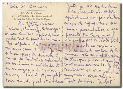 Cannes — Kasyno miejskie, Aleje, Quai St-Pierre — Wydawca Rella, Nice — Rewers