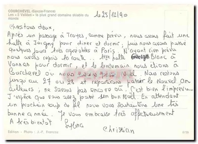 Courchevel — stacja narciarska — wydanie J.-P. Francoz n°8739 — Rewers