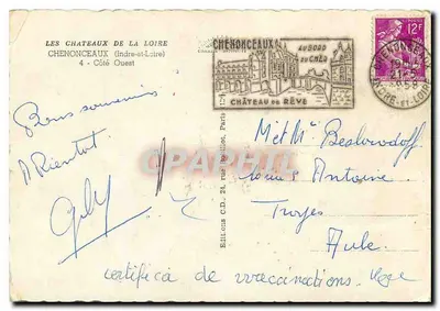 Zamek Chenonceau — nad rzeką Cher — Wydawcy C.D. nr 12 — Rewers