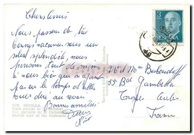 Sevilha — Vista parcial da Catedral — Edições Arbeloa, n°1003 — Verso