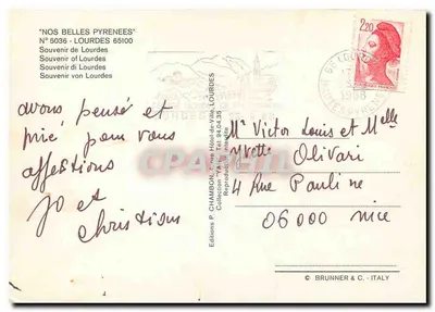 Lourdes — Recuerdo de Lourdes — Ediciones P. Chambon — Reverso