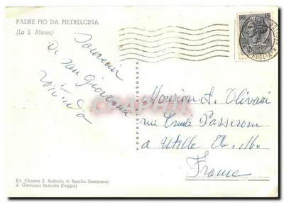 Padre Pio da Pietrelcina — A Santa Missa — Ed. Chiosco S. Raffaele di Rotalia Szentirmay — Verso