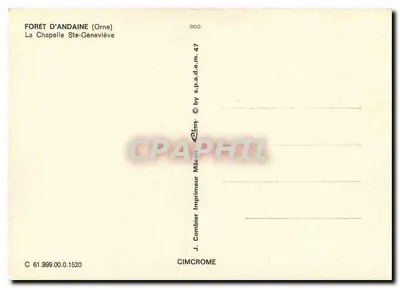 Floresta de Andaine — Capela Sainte-Geneviève — Impressor J. Combier — Verso