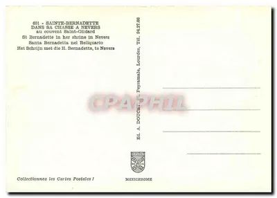 Santa Bernadette — dentro da sua cápsula em Nevers — Ed. A. DOUCHER, Mexichrome — Verso