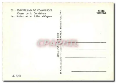 St-Bertrand de Comminges — Chór katedry — Stale i organy — Wydawnictwo artystyczne Vion, Paryż — Rewers