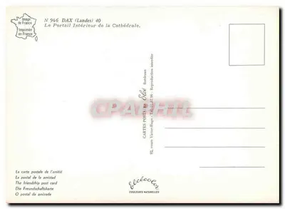 Dax (Landes) — O Portal Interno da Catedral — Editor Elcé, n° 946 — Verso