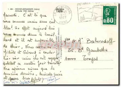 Roche-Beranger — estação de esqui — editor J. Cellard, n° 484 — Verso