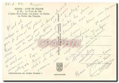 Royan — widok panoramiczny — Wydawnictwo Modernes « Théodèse » — Rewers